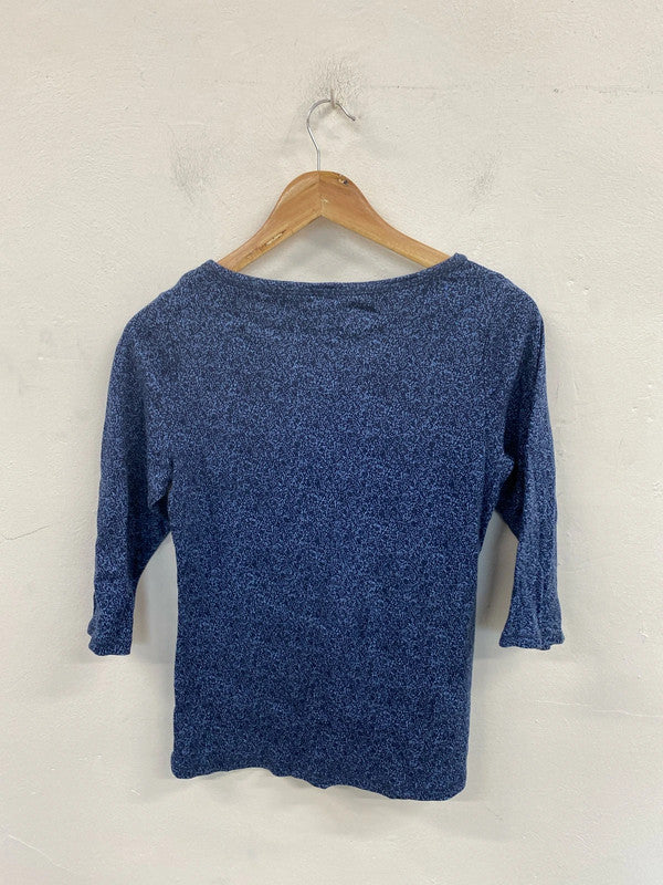 M&S Chic Blue & Navy Speckle Pattern Top UK 10 MM005