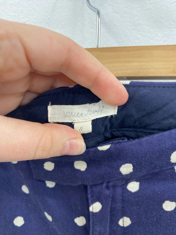 White Stuff Fabulous Navy & Cream Polkadot Skinny Trousers UK 8 MM005