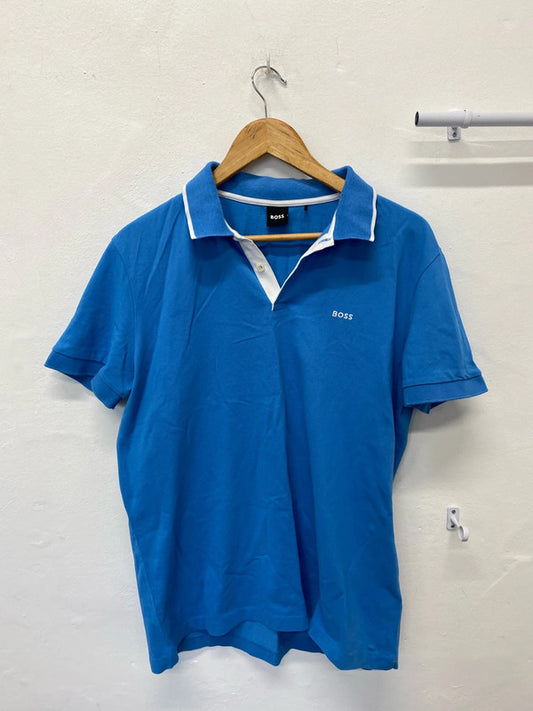 Fab Baby Blue polo shirt Pure cotton UkXL Mens Hugo Boss Black Label AT001