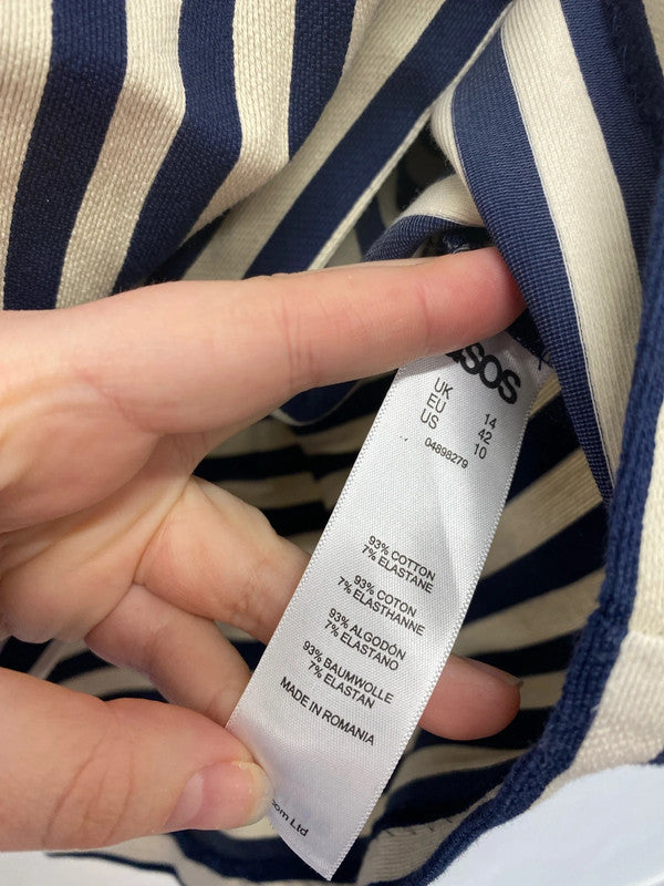 Asos Fabulous Navy & Cream Stripe Mini Skirt UK 14 KN003