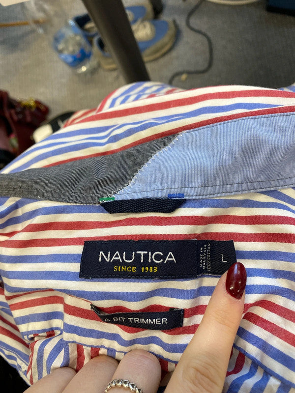 Fabulous men’s nautical striped shirt blue red UK