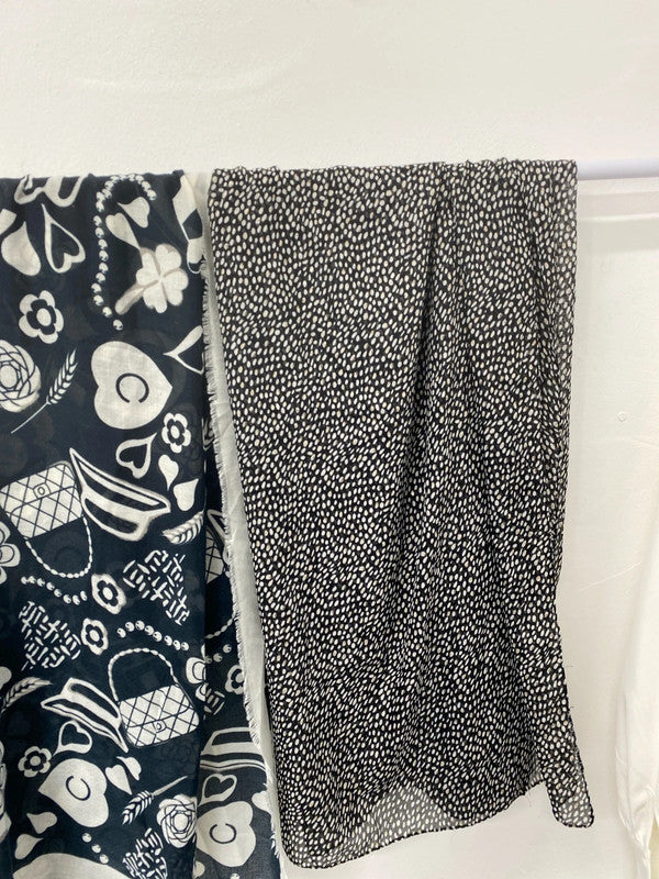 Malissa J & Unbranded Fabulous Black & White Scarves Trio #4 IM001