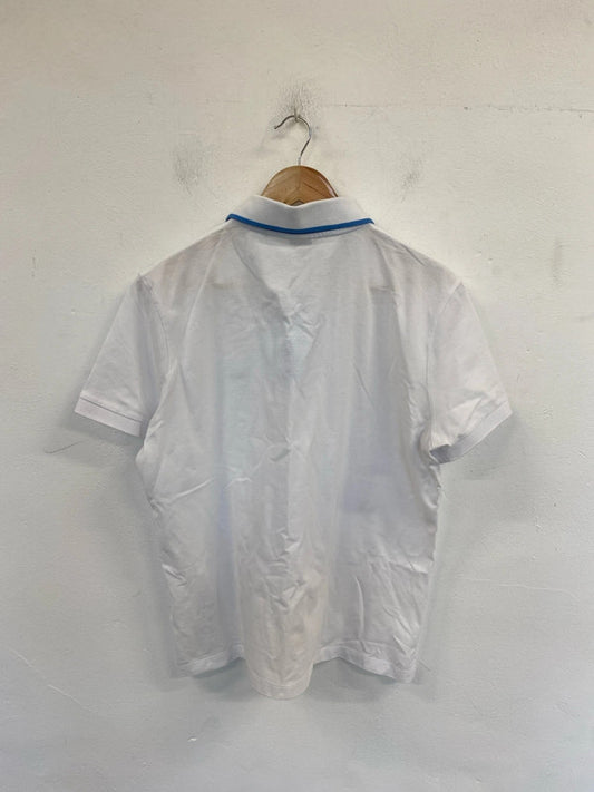 Hugo Boss Smart White & Blue Embroidered Polo Shirt Size XL AT001