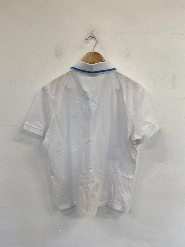 Hugo Boss Smart White & Blue Embroidered Polo Shirt Size XL AT001