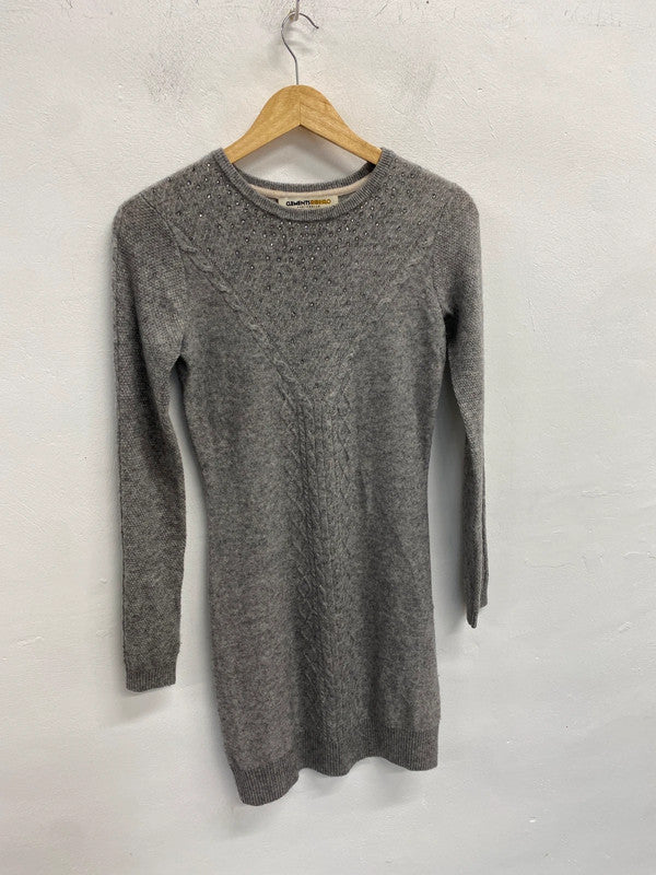 Lovely clements ribero grey sparkle jumper dress cash wool blend UK M AG006