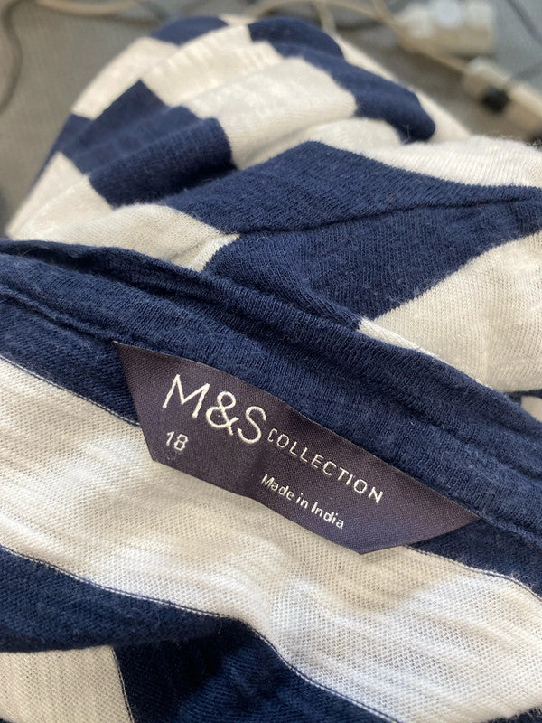 Lovely m&s striped navy white long sleeve top UK 18 LG004