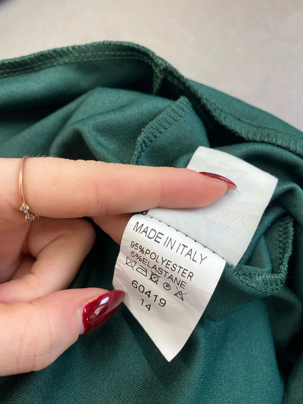 Lovely boohoo Forrest green jumpsuit frill neck UK 14 LB010