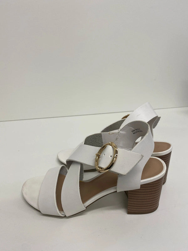 Classic mid block heel white summer sandal Uk5 LB005