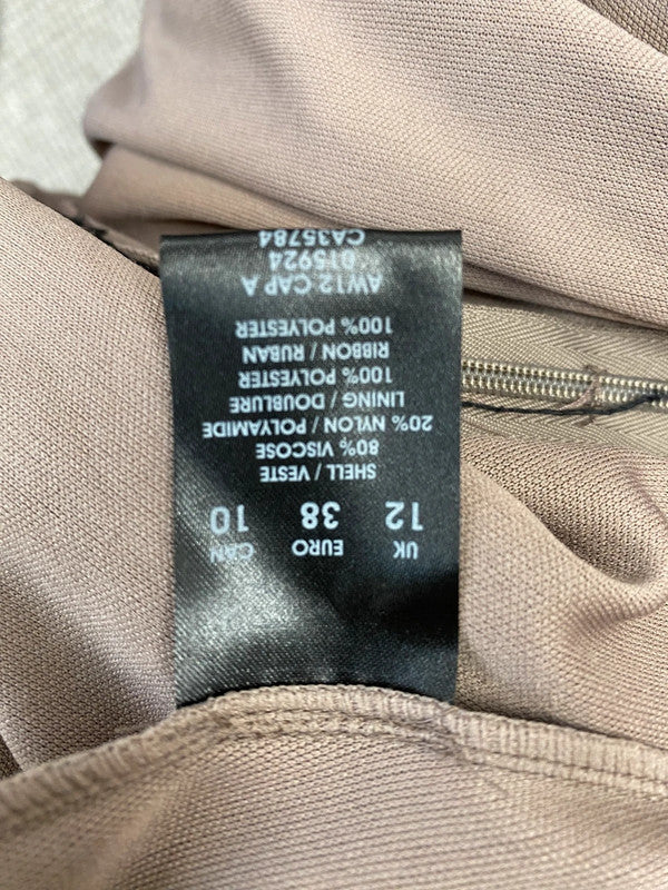 Fabulous Jacques Vert fawn brown occasion Dress fit & Flare Uk12 KS003