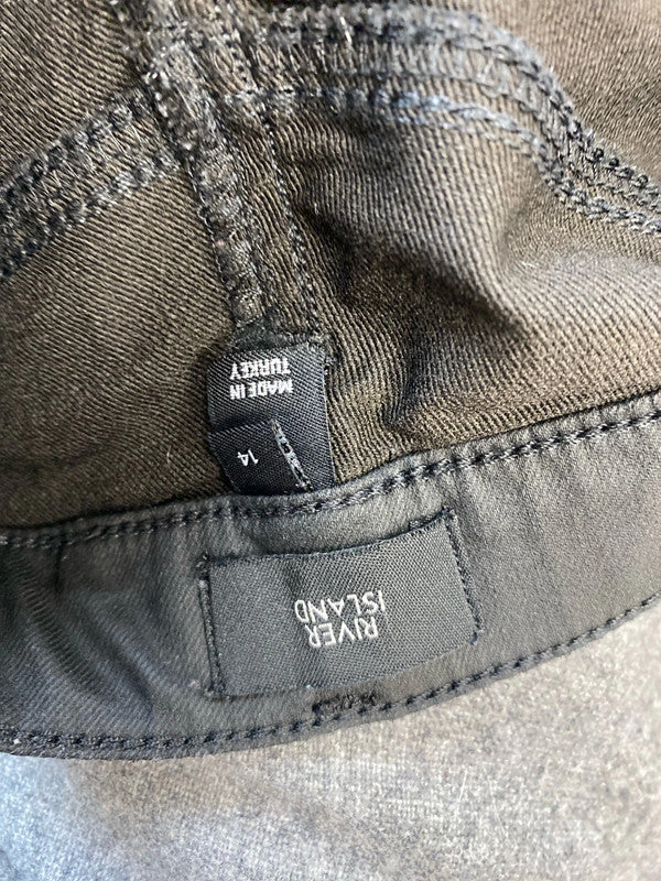 Fab River Island coated black skinny jeans Uk 14 Regular KN003