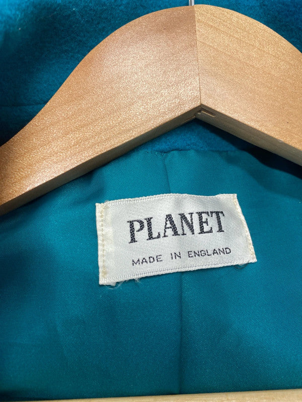 Fabulous Vintage Planet wool blend teal coat Uk14 MW001