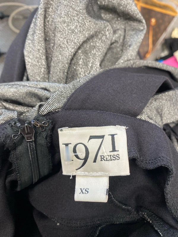 Stunning reiss 1971 metallic black wrap cross dress UK XS SD002