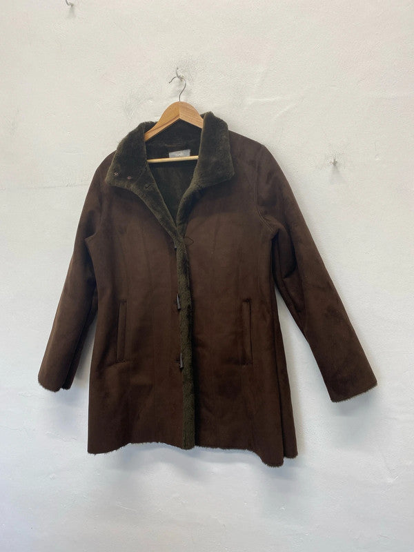 Fabulous Vintage Wallis faux Fur chocolate shearling coat Y2K UkM MW001