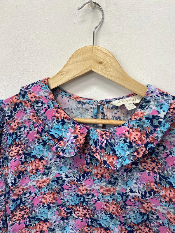 Fabulous M&S x Ghost romantic Ditzy dress drill collar uk14 LB004