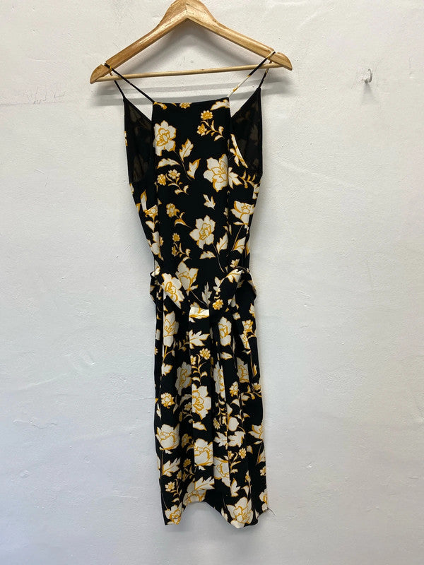 Fabulous River Island floral dress belted oriental vibes Uk10 LL003