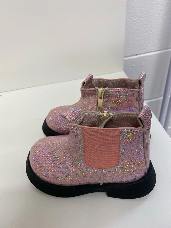 Fabulous bundle 5 Duo of girls ankle boots sparkly pink & cream uk26 JS005