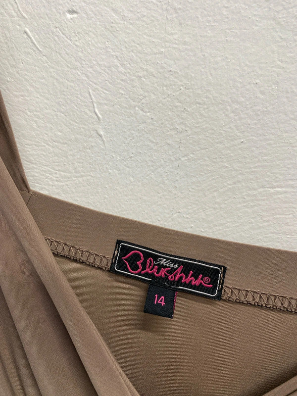 Stunning Miss lusshhee taupe detailed maxi dress UK 14 JB005