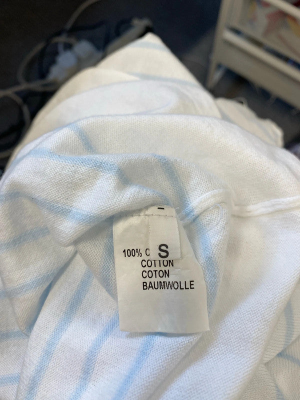 Lovely blue white stripe tshirt fabbrica del cachemire UK S NN001