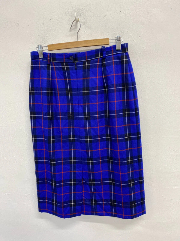 Fabulous Vintage wool tartan pencil skirt Uk10-12 W30 KD001