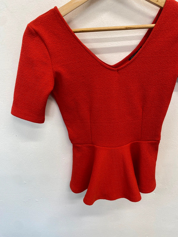 Lovely Topshop red peplum top UK 8 HDR01