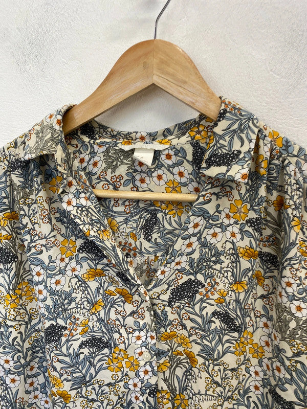 Lovely H&M spring vibe yellow floral blouse UK 8 AG005