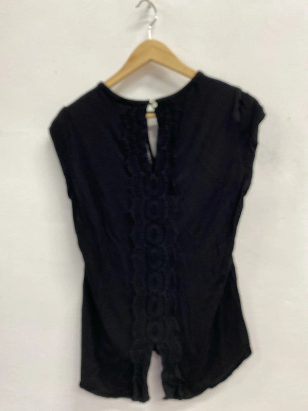 Fabulous Daniel Rainn Black loose broderie black top UkM KS003