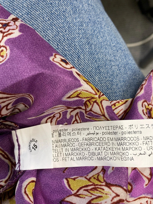 Fabulous Zara slinky wrap purple floral summer occasion party dress UkL KS002