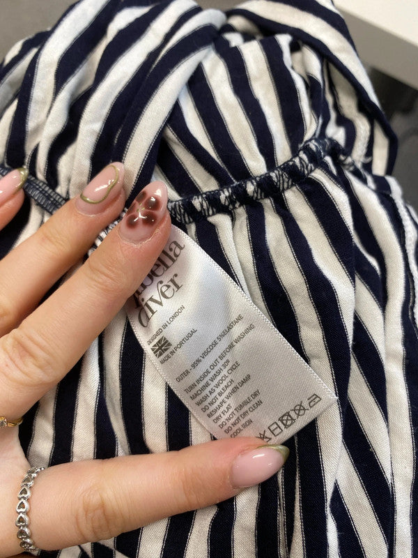 Lovely Isabella Oliver black white stripe high neck maternity dress UK 14 NN001