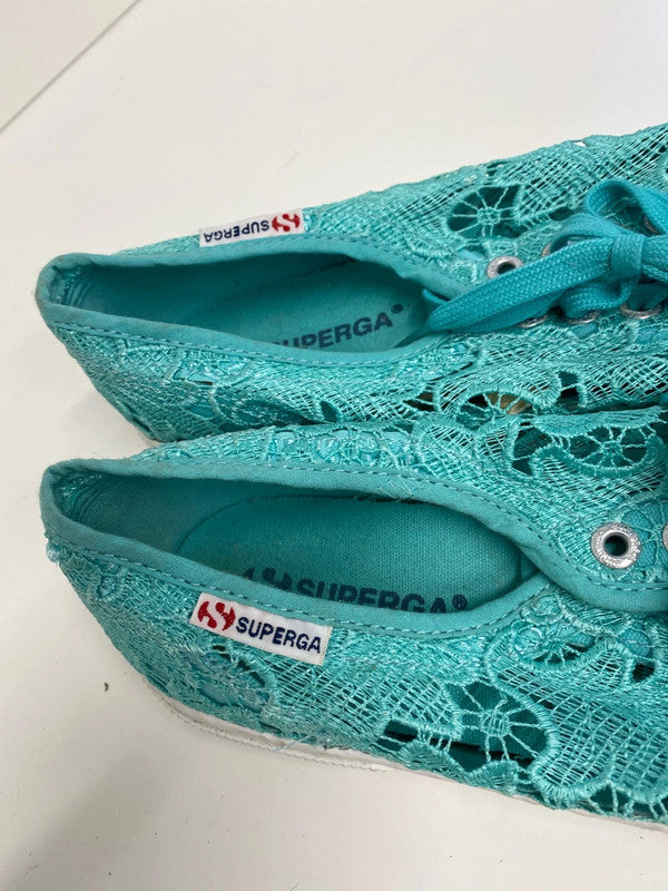 Fabulous SuperGa teal lace delicate pumps UK6 classics JR001