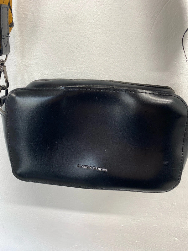 Lovely Claudia canova black faux leather leopard strap across body bag one size RF001