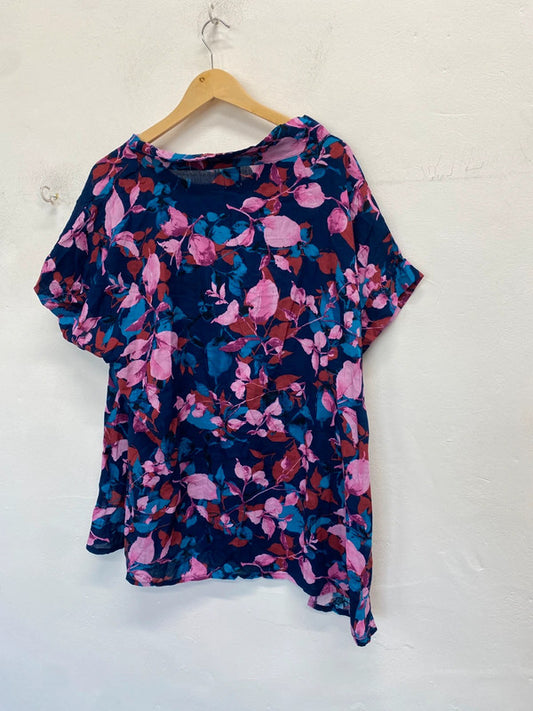 Lovely kit and kaboodal floral pink blue leaf lightweight top UK one size IM001