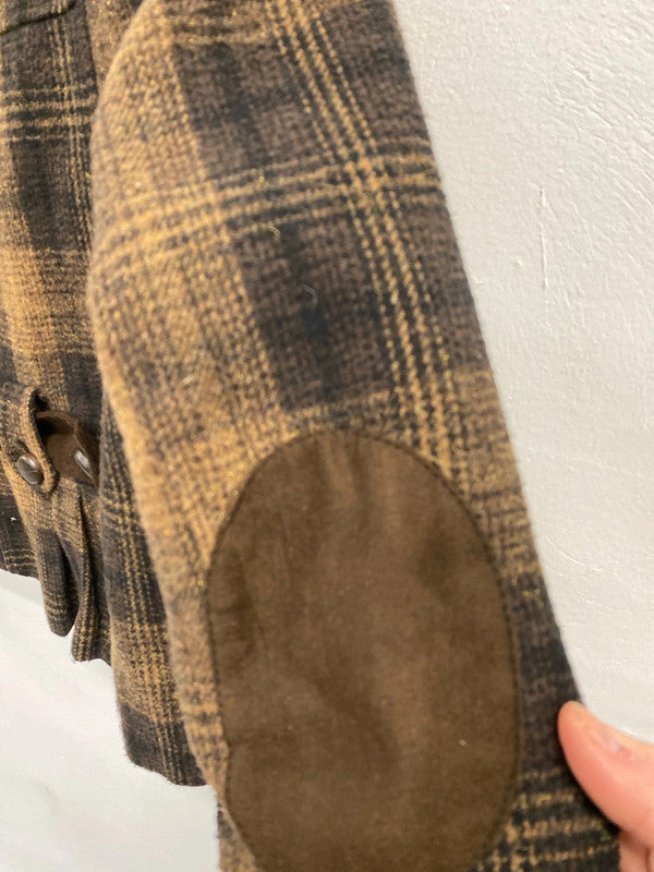 Fabulous Zara wool blend checked blazer UkM gold brown classic KD001