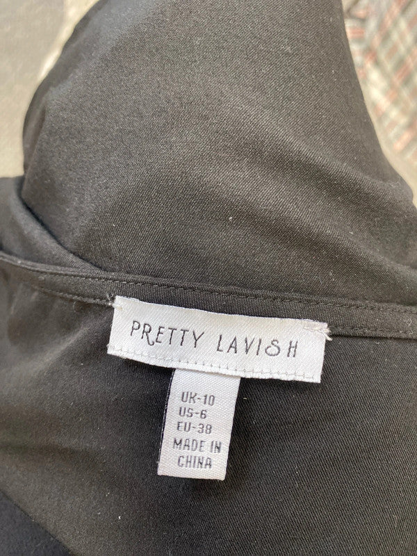 Gorgeous pretty lavish black top cute UK 10 CJ001