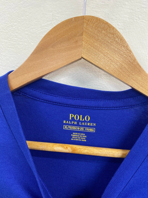 Classic v-neck blue Long sleeve Ralph Lauren tee XL SD001