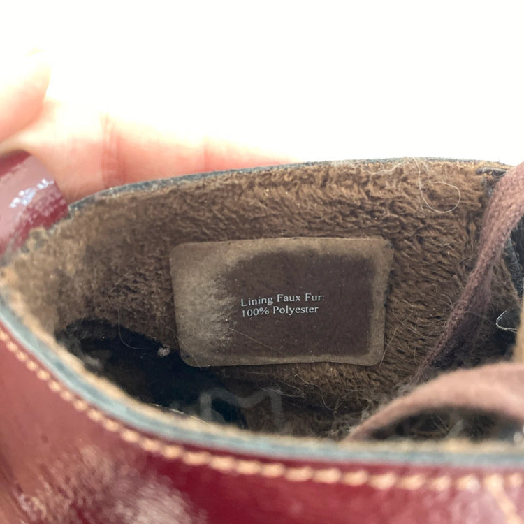 osef Seibel Maren 02 Red Patent Leather Faux Fur Lined Boots UK 4 NC001