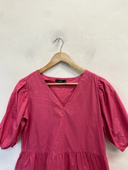 Gorgeous F&F pink smock midi dress UK 10 DF002