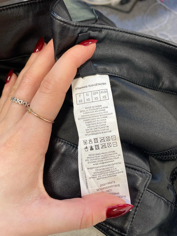 Fabulous Calzedonia faux leather black trousers UK XS AE001