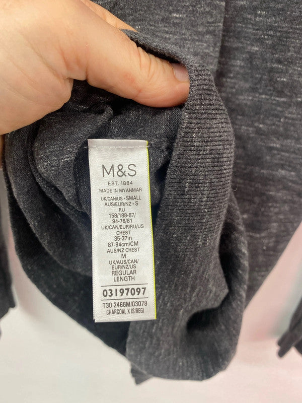 Classic charcoal 1/4 zip M&S jumper men’s Small CN001