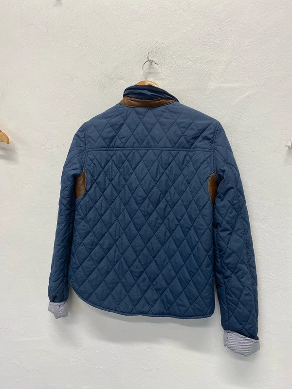 Fabulous River Island Navy quilted Jacket UK6 faux leather KM004