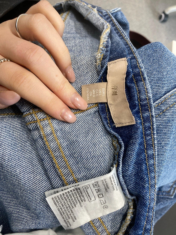 Lovely H&M denim pinafore midi UK L KM003