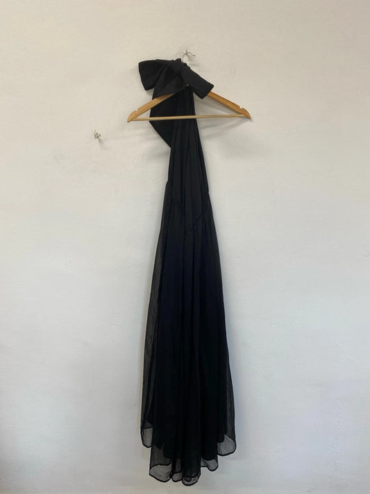 H&M Fabulous Black Bow Accent Maxi Dress UK 14 KN003