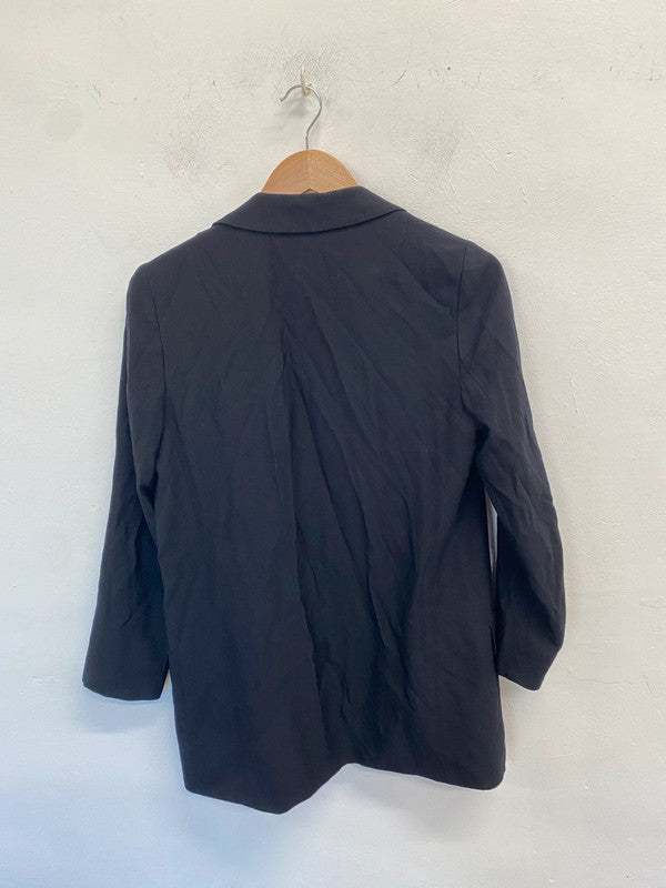 Lovely All Saints Black Blazer Longline UK 10 RF001