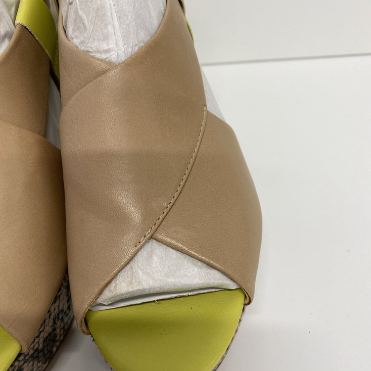 Clarks UK Size 5 Neon Yellow & Snakeskin Block Heel Leather Shoes New LW005