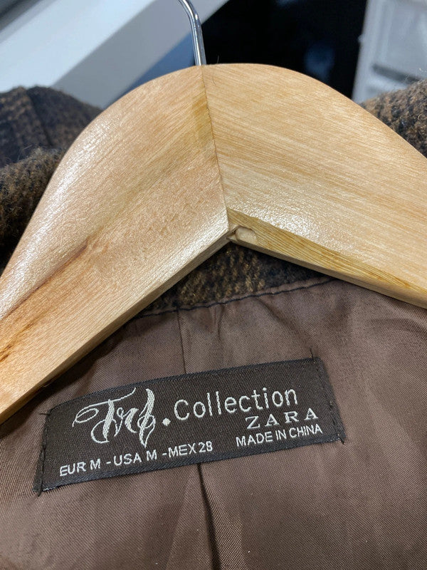 Fabulous Zara wool blend checked blazer UkM gold brown classic KD001