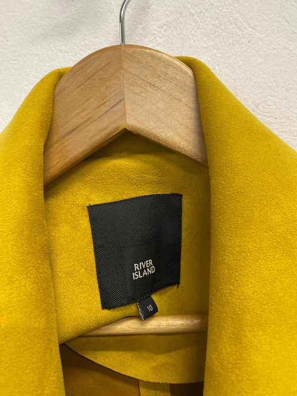 Lovely river island mustard suede biker jacket UK 10 JB001