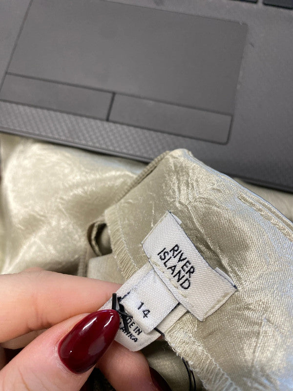 Stunning river island champagne one shoulder shimmer top UK 14 LN001