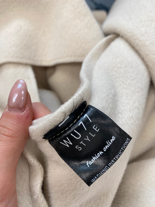 Stunning beige Shien Wu77 style trench jacket UK M ZM001