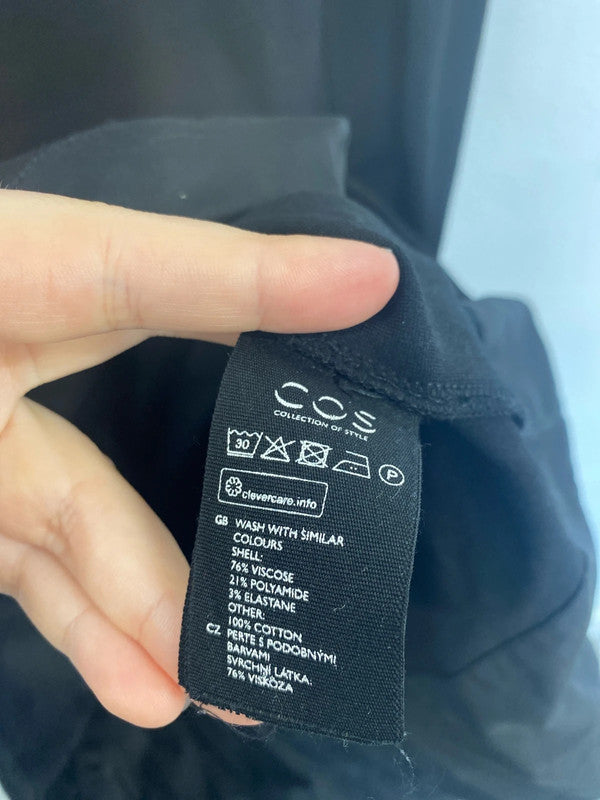 Cos Elegant Black Boat Neck Tunic Dress Size S JP001