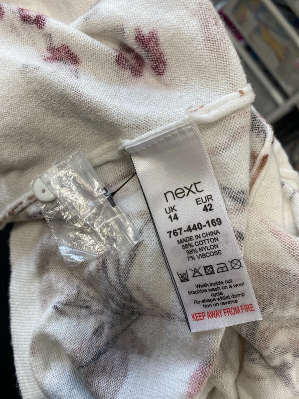 Lovely next cream floral cotton cardigan UK 14 MM005