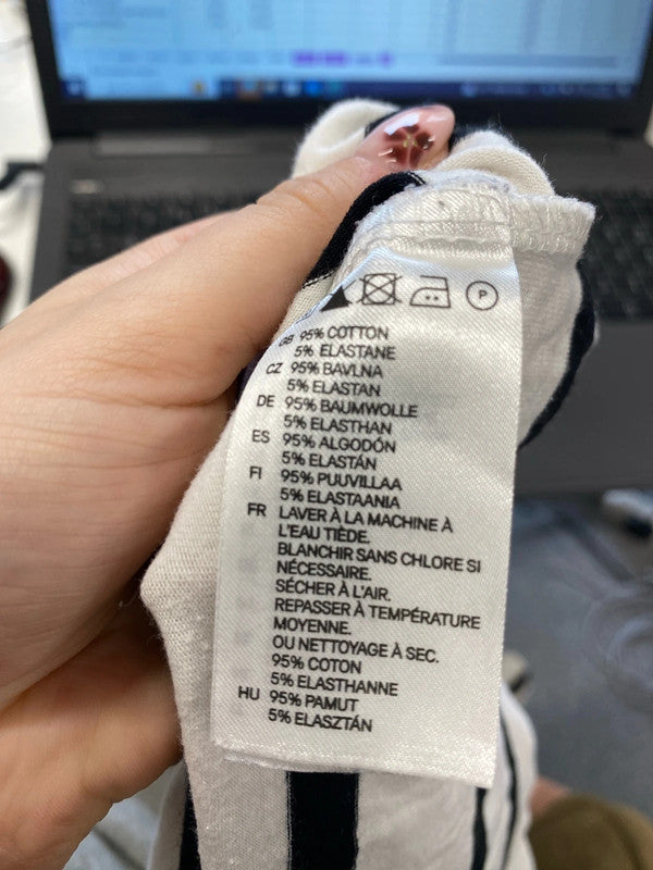 Lovely duo of Topshop French connection h&m striped long sleeve tops UK M NN001 #2